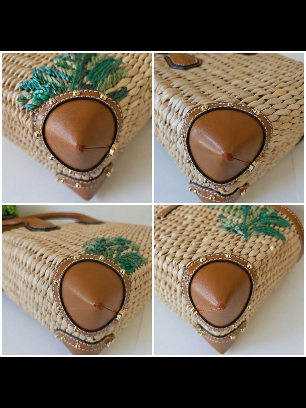 Michael Kors Malibu Straw Crossbody Tote Palm Leaf Embroidery + MK Wristlet - Picture 10 of 15